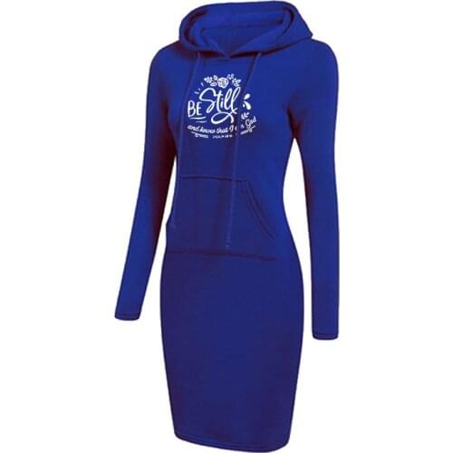 Fashion Women Casual Hoodies Dress Ladies Letters Printing Hooded Long Sleeved Dress Casual Pullovers Sweatshirts Plus Size Tops