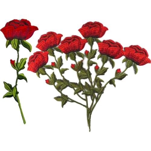 1PC DIY Flower Patches Big Stickers Clothing Embroidery Embroidered Roses Floral Collar Sew Patch Sticker Applique Badge