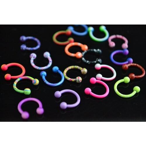 100pcs Free Shippment Multi USE Body Jewelry Horseshoes circular barbell/Nose/Lip/Eyebrow Piercing Rings 1.2x8x3mm New Colors