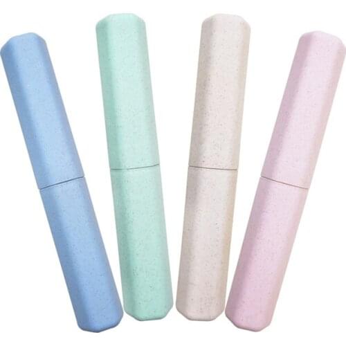 2pcs Wheat Straw Eco Friendly Portable Travel Adult Men Women Kid Household Outdoor Toothbrush Storage Tool Holder Case Box