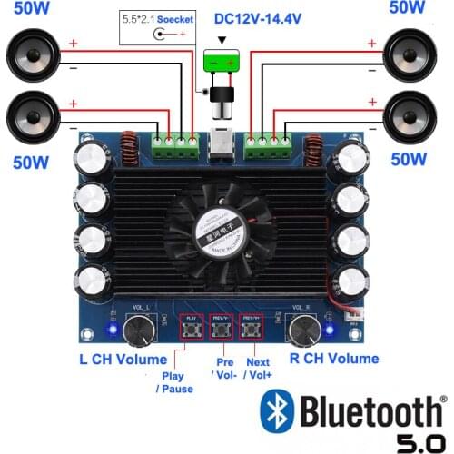 4*50W Bluetooth 5.0 TDA7850 Audio Power Amplifier Board Automotive 4 Channel AMP Class AB Car Stereo Home Theater Amplifiers