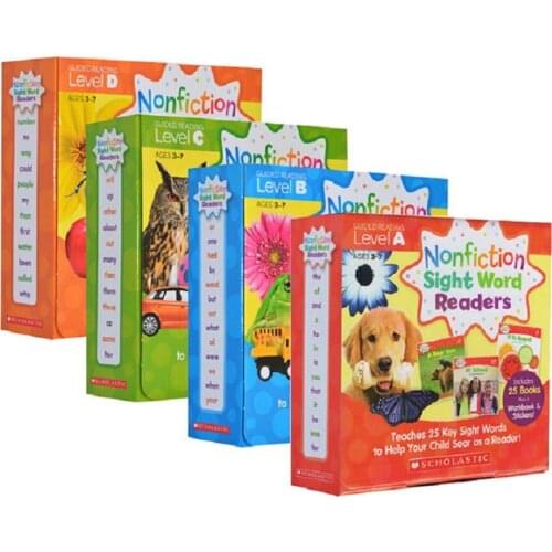 4 Boxs/Set Nonfiction Sight Word Readers ABCD Book Chinese English Book Children kids book