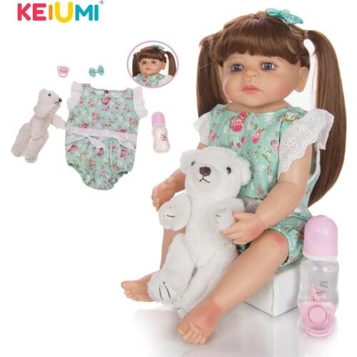 55cm Silicone Lifelike Reborn Baby Toy Full Vinyl Body Fashion Princess Long Hair Baby Dolls Menina Brinquedos Kid Playmate