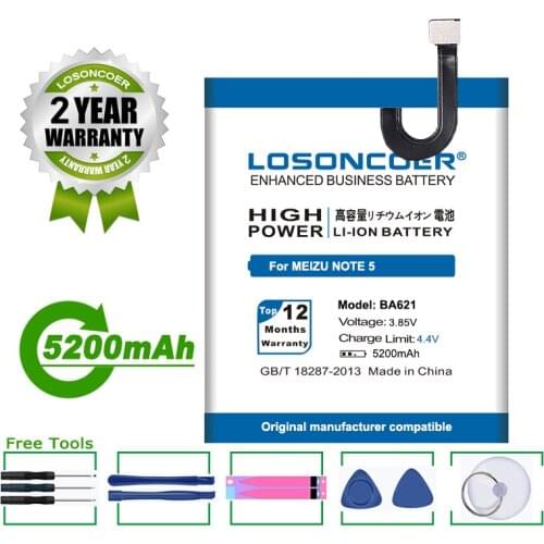 LOSONCOER Battery 5200mAh BA621 For Meizu M5 Note 5 Note5 Mobile Phone