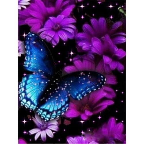 Butterfly And Flower DIY 11CT Cross Stitch Embroidery Kits Craft Needlework Set Cotton Thread Printed Canvas Dropshipping