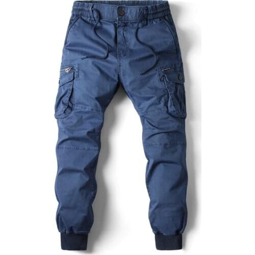 Streetwear army tactical pants washing loose Multicolor Elastic waist beam cargo pants men casual Tooling beam pants 29-40