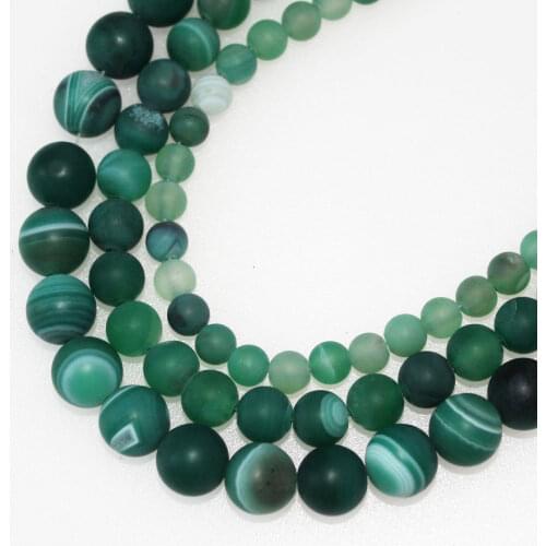 Bulk Wholesale Natural Matte Green Stripe Agates Stone Beads Round Loose Beads for Jewelry Making Bracelet DIY 4 6 8 10 12mm