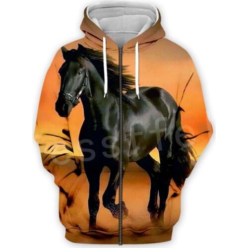 Tessffel Animal Horse art Unisex Colorful Casual Tracksuit Harajuku 3DfullPrint Zipper/Hoodies/Sweatshirt/Jacket/Mens Womens s20