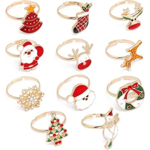 Children Christmas Finger Ring Xmas Santa Claus Ornaments Christmas Decorations for Home Navidad Decor Happy New Year kids Toys