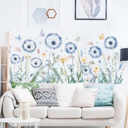 DIY Dandelion Wall Stickers Butterflies Skirting Line Decoration Art Wallsticker Living Room Bedroom Decor Wallpaper Vinyl Mural