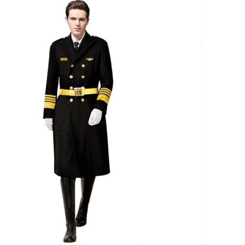 Europe Security Trench coat property concierge clothing warm and thickened image post security uniform long style wool overcoat