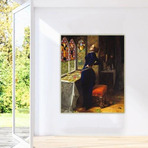 John Everett Millais《Mariana》Canvas Art Oil Painting Artwork Poster Picture Wall Hanging Decor Home Living Room Decoration