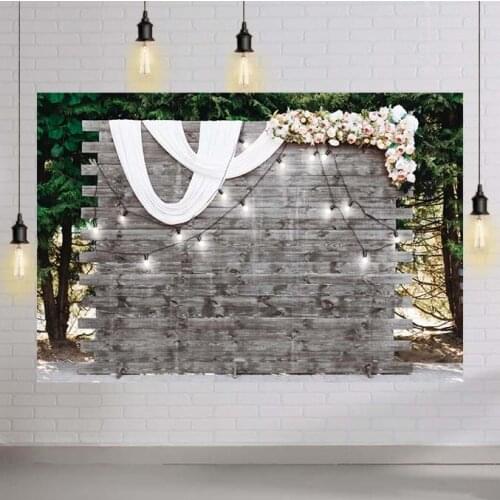 Gray Wood Wall Off White Flowers Wedding Photography Backgrounds Light Marriage Party Stage Backdrops Decor Posters