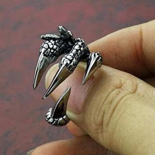 1pcs Titanium Steel Eagle Dragon Claw Halloween Skull Ring Hot Selling Mens Domineering Opening Rock Animal Jewelry