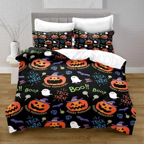 100% Polyester Halloween Digital Bedding Set 3D Print Duvet Cover with Pillowcase Kids Bedroom Decor 2/3pcs Comforter Bed Linen