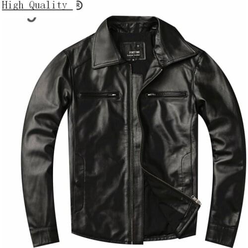Genuine Leather Jacket Men Clothes 2020 Streetwear Mens Autumn Sheepskin Leather Coat Casual Slim Fit Moto Jackets LW1660