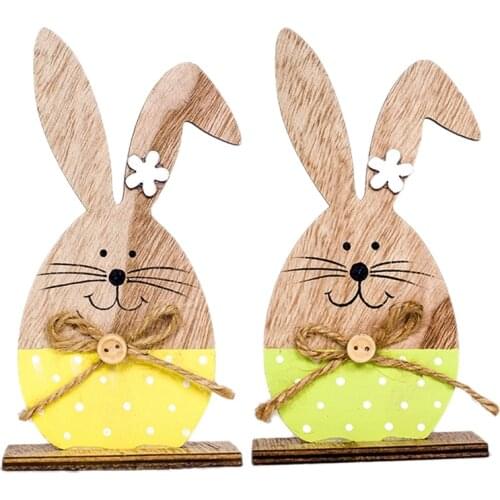Best Easter Bunny Ornaments Home Shop Table Decorations Cute Wooden Rabbit Shapes Ornaments Craft Gifts
