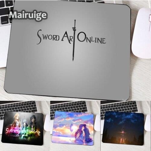 Mairuige The Best Popular Small Mousepads SAO Anime Logo Pattern Mouse Pad Anti-skid Wear Rubber Mouse Mat Laptop Computer Mats