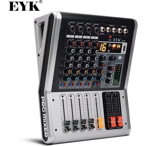 EYK EA40 4 Channels Mixing Console with Mute and PFL Switch Bluetooth Record 3BAND 16 DSP effect USB Professional Audio Mixer DJ