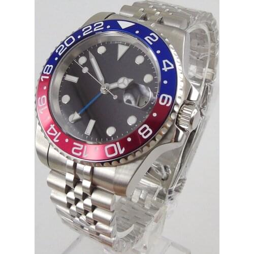40MM Sterile Dial Sapphire Glass Rotating Bezel Seeing Case Back Jubilee GMT Automatic Mens Wristwatch