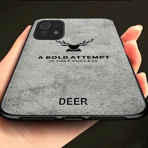 Mi11 lite case 3d deer pattern cloth fabric phone covers for xiaomi mi 11 lite light pro 5g soft silicone frame shockproof coque