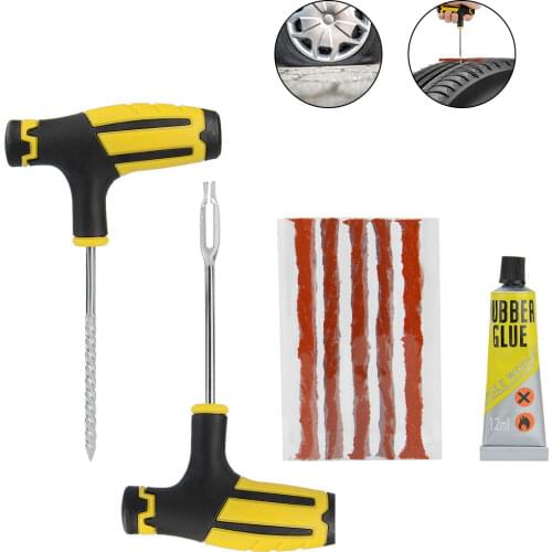 Car Tire Repair Kit 8-piece Set Tubeless Repair Tool Auto Bicycle Tire Puncture Repair Car Accessories