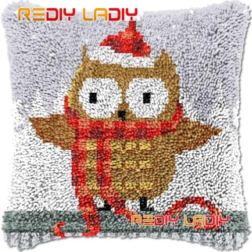 Latch Hook Cushion Santa Owl DIY Needlepoint Kits Chunky Acrylic Yarn Arts Crocheting Lofty Pillow Case Hobby & Crafts