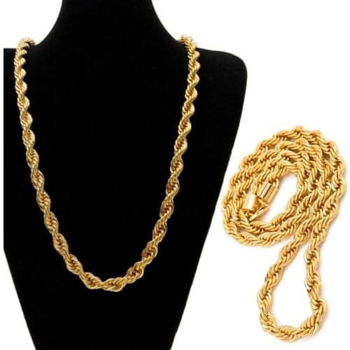 2021 New Trendy Width 4Mm Titanium Steel Gold Twisted Rope Chain Necklace Fashion Party Jewelry Men And Women Christmas Gifts