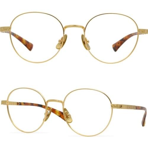 Retro pattern design sense round frame pure titanium glasses neutral prescription glasses