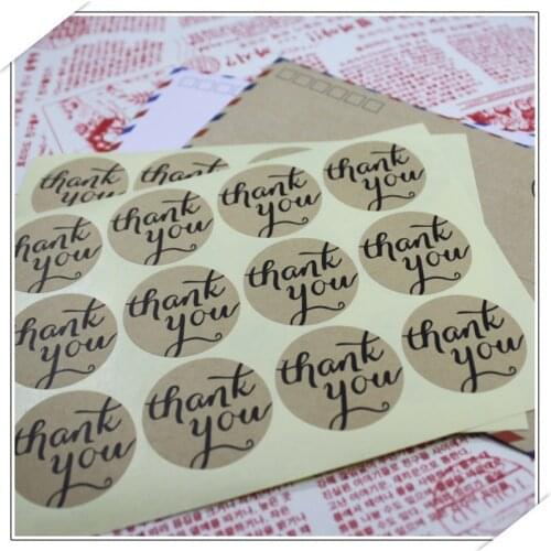 Candy paper tags/Thank You self-adhesive stickers kraft label sticker Diameter 3.8CM For DIY Hand Made Gift /Cake/108pcs/lot