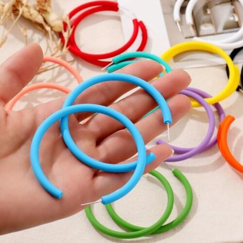 Cute Big Ear Ring Female Temperament Earrings Earrings Candy Color Big Circle Earrings Party Earrings Accessories