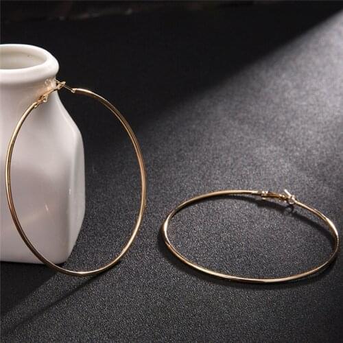 2020 Fashion Gold Silver Hyperbole Ear Metal Hoop Earrings women Big Circle Smooth Large 8cm/10cm