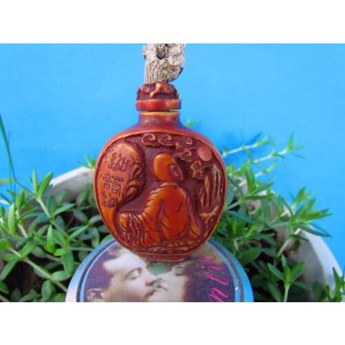 Old Bone snuff bottle Carven Character God Lucky snuff box
