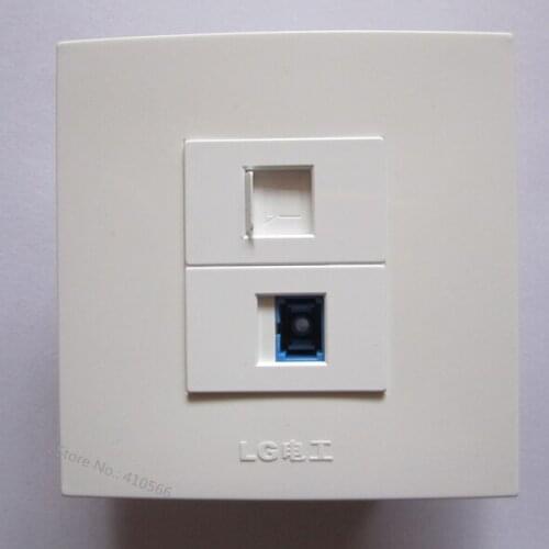 On Sale Multimedia Wall Panel With SC RJ45 Internet Socket White Color 86x86mm Residential Plugs