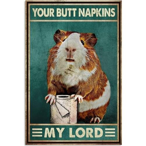 Vintage Guinea Pig Your Napkins Retro Tin Sign, Bathroom Decoration for Bars, Restaurants, Cafes and Bars New Year, Metal Sign