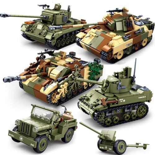 Military Series WWII Tank Armored Assault Vehicle Rocket Launcher MOC Accessories Building Blocks Bricks Toys Gifts