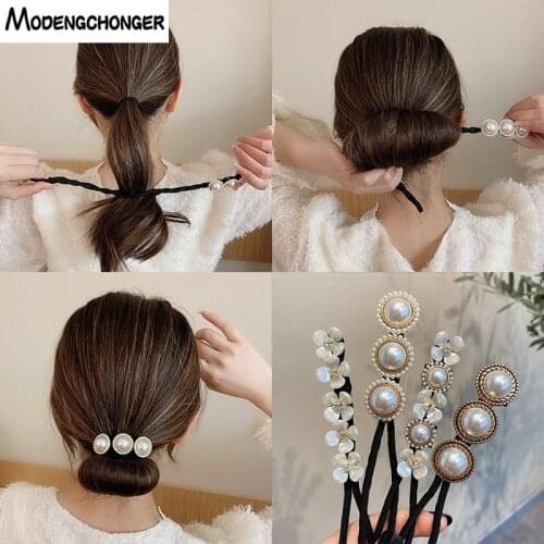 New Retro Temperament Ball Head Hair Tool Elegant Fluffy Back Head Headdress Super Fairy Pearl Hair Scrunchies Hair Accessories