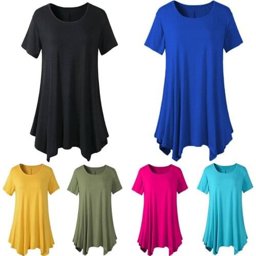 T shirt women 2021 new arrival summer style womens short sleeve T-shirt round collar pure color tshirt dropshipping LCY8602