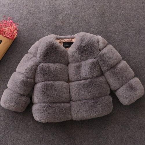 Winter Girls Faux Fur Coat Elegant Baby Girls Fluffy Fur Jackets And Coats Warm Parka Kids Outerwear Clothes Thick Girls Coat