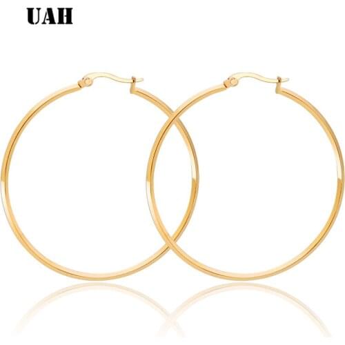 UAH high quality 1Pair Big Smooth big ears ring Clear Circle Round Hoop Charm Earrings Wonderful gift Free Shipping