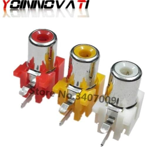 20PCS/LOT AV-8.4-5 2x Holes 2Pins RCA Sockets 90Degree Audio Video Connecctors Jacks Yellow White Red