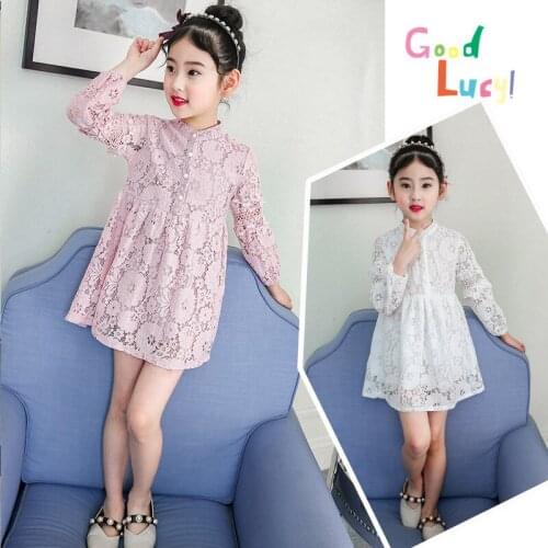 2020 Big Girl Sweet Lace Dress Spring Autumn Girls Baby Princess Birthday Dresses Vestido Children Clothes Ropa 4-14T