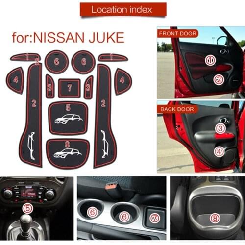 For Nissan JUKE 2013 - 2016 3D Rubber Mat Lnterior Anti Slip Mat Door Slot Pad Cup Cushion Groove Mat Car Accessories