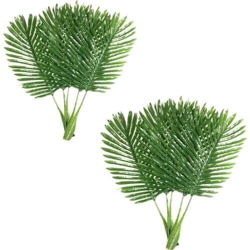 5 Pack Palm Leaves Fake Faux Artificial Plant Leaves Green Single Leaf Palm for Home Kitchen Party Supplies Tropical Leaves Deco