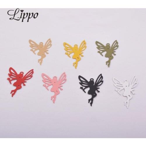 50pcs/lot AC10306 Flying Angel Girl Charm Fairy Necklace Bracelet Pendant For Jewelry Making