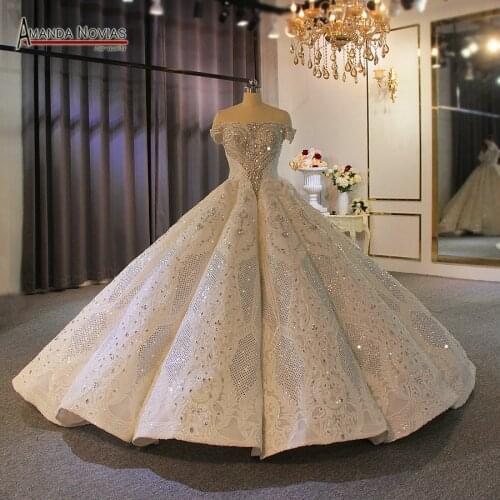 Full beading off the shoulder ball gown wedding dress africa girls wedding dresses for african brides