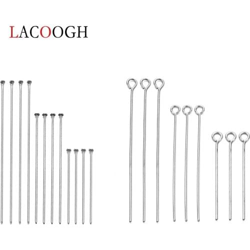 100pcs 20 30 40 50 60 70mm Stainless Steel Eye Head Flat Head Pins For DIY Jewelry Making Finding Accessories Wholesale Supplies