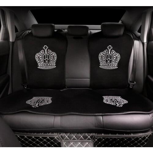 Crystal Diamond Crown Car Seat Cushion Covers For Women Girls Universal Size Car Seat Protector Auto Interior Accessories