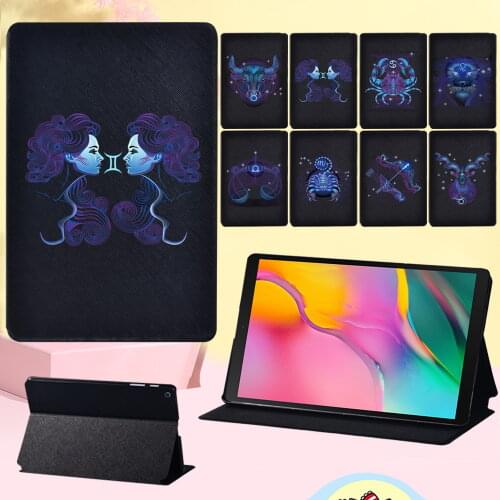 Tablet Case for Samsung Galaxy Tab A 8.0 (2019) T290 T295 High Quality Zodiac Series Leather Stand Flip Cover Case + Free Stylus