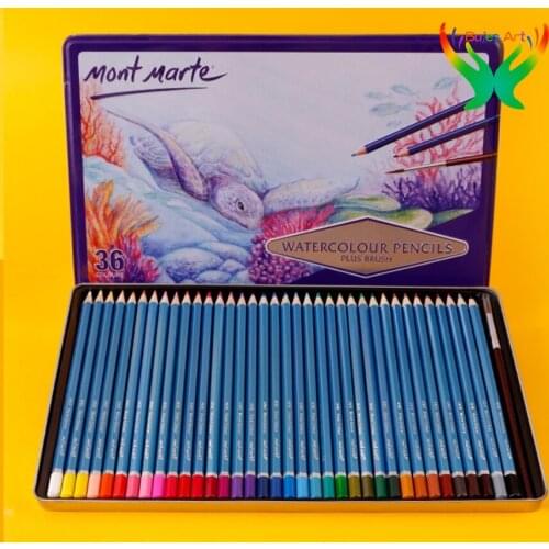 Mont Mart Color pencil hand drawing student 36 color water soluble / oily color pencil hand drawing iron box gift box art suit